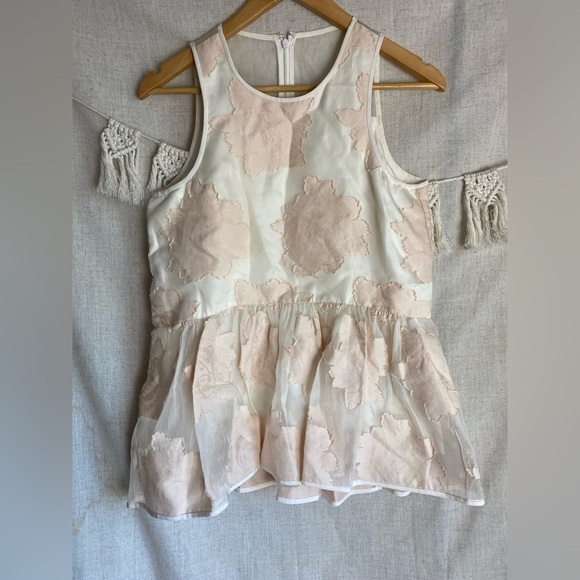 Tibi Pink White Silk Cotton Sleeveless Floral Tank Top Size 2 - Picture 1 of 11